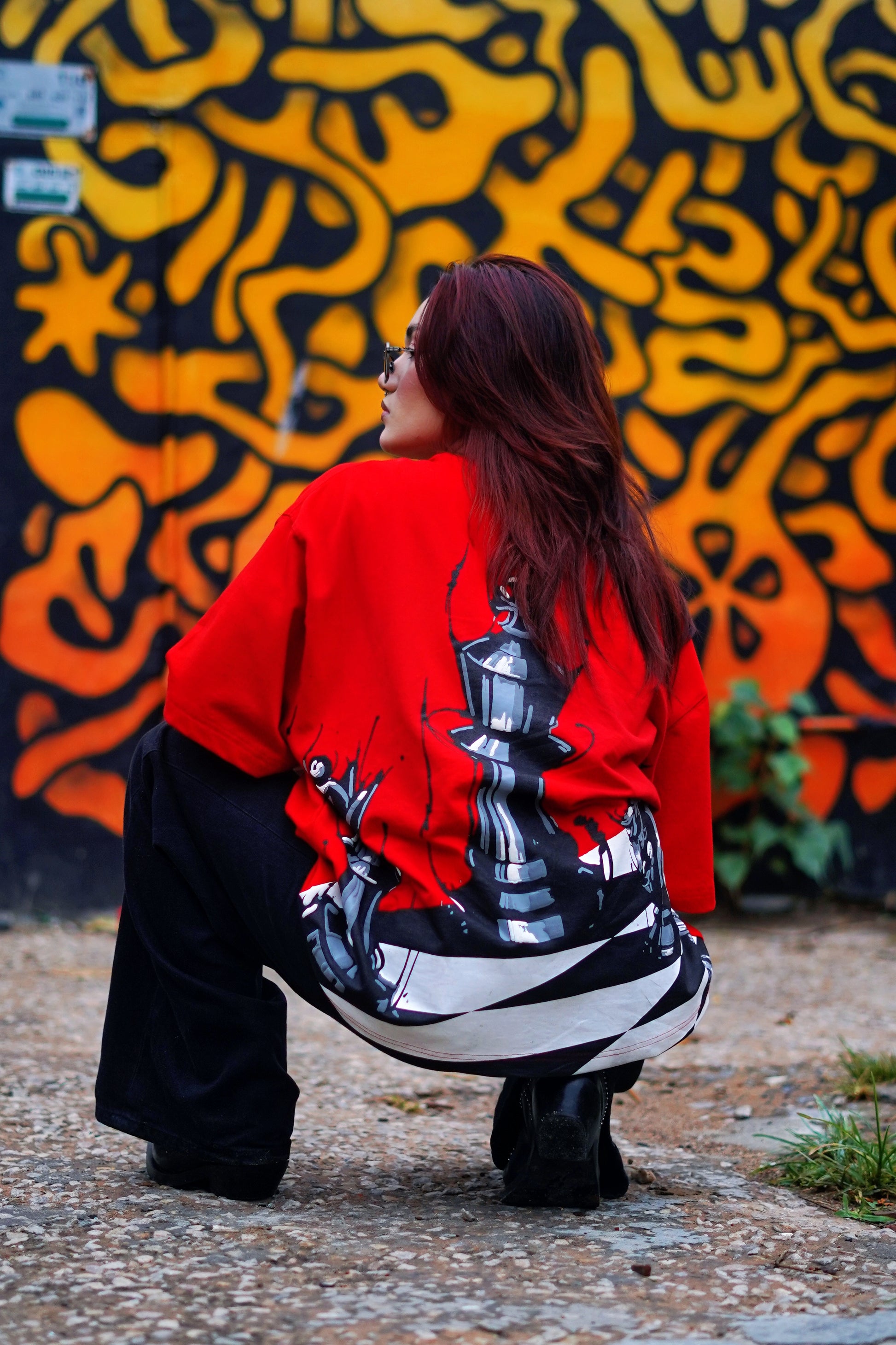 The Checkmate Red Tee (Oversize fit)